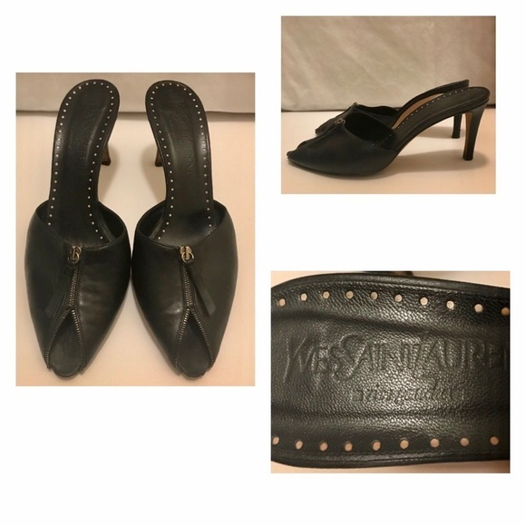 VTG Yves Saint Laurent Zipper Peep Toe Heels - Picture 1 of 10